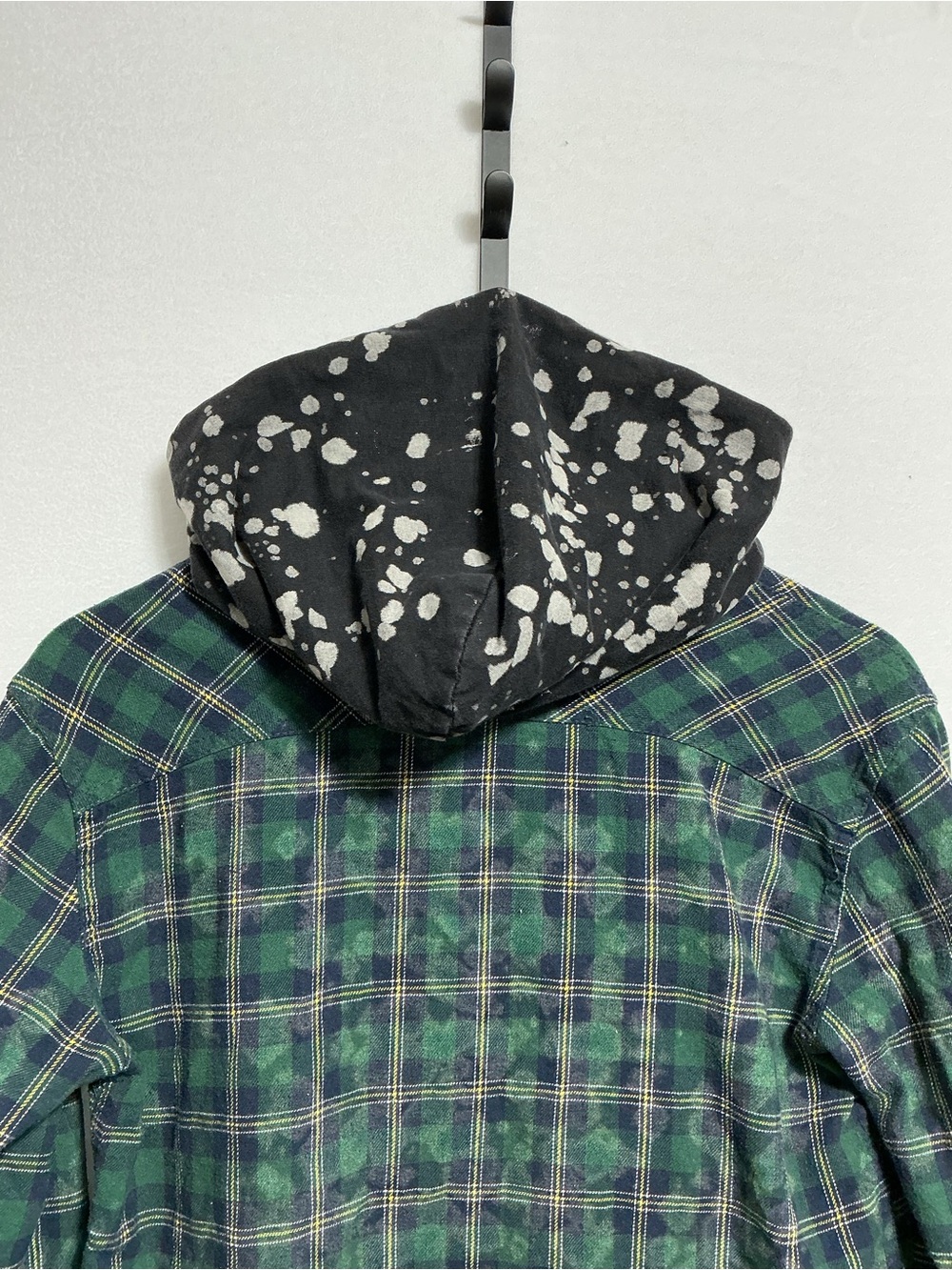 Current Mood Green Plaid Hooded Flannel Shirt Women’s S Grunge Distressed - Picture 8 of 15